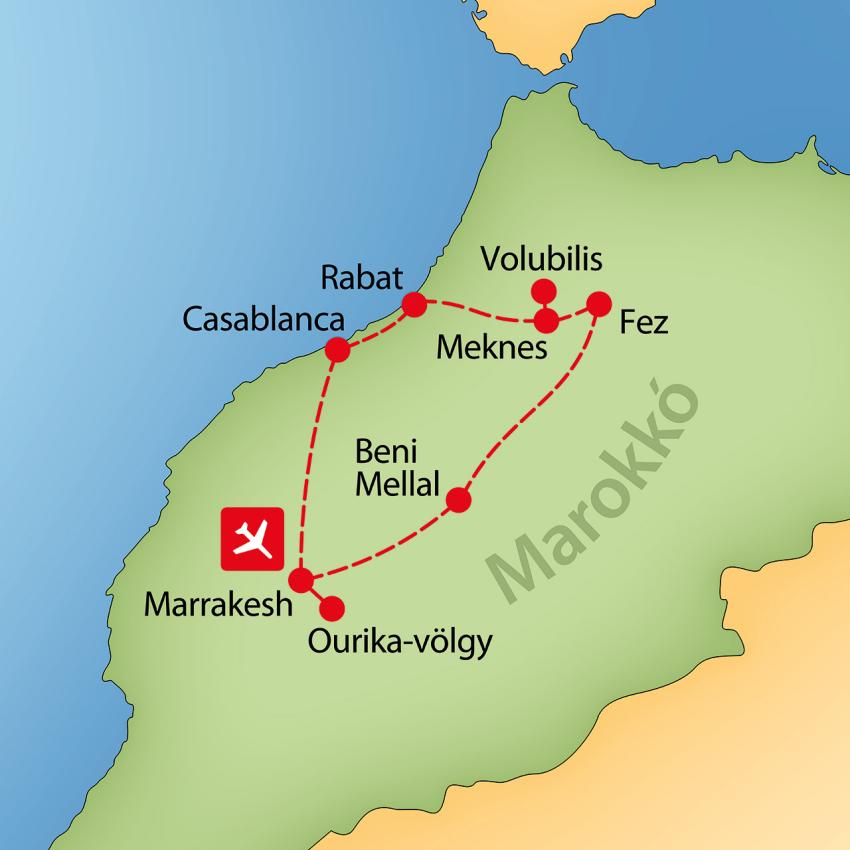 Marokkó fényei – útvonal illusztráció (galéria első képe)
